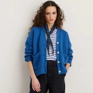 Alex Mill Emma Cardigan Sweater in Aegean Blue 100% Cotton Size XS